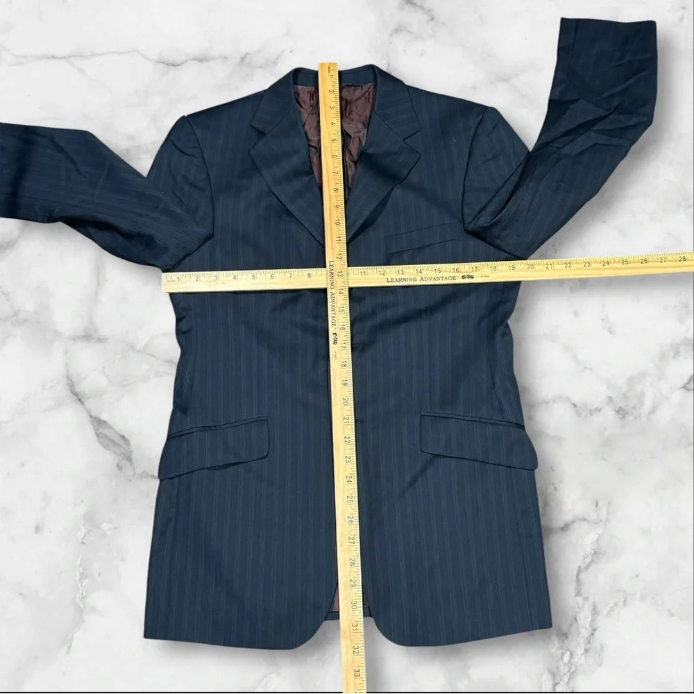 Banana Republic Modern Fit Pinstripe Jacket Mens Sz 38S 3 Button Grey Blue‎